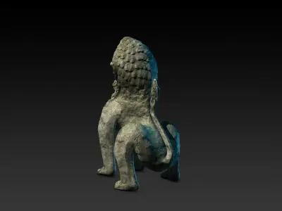 Cambodian stone lion Low-poly 3D model