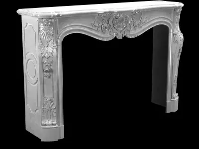 Beautiful antique Louis XV style fireplace with flowers decor in 3D model