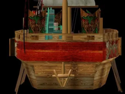 old korea battle ship panoksun korea name Low-poly 3D model