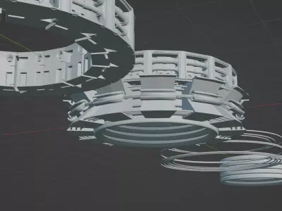 sci-fi mech compontent circular kitbash 3D model