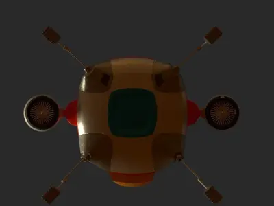 Rigged animated low-poly space-ship Low-poly 3D model
