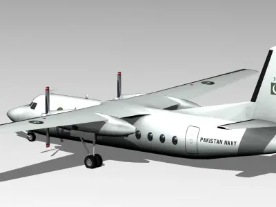 Fokker F27 Low Poly Low-poly 3D model