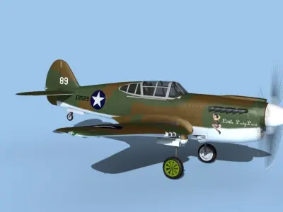 Curtiss P-40F Warhawk V11 USAAF 3D model