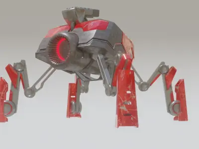 Battle Mech robot Low-poly 3D model