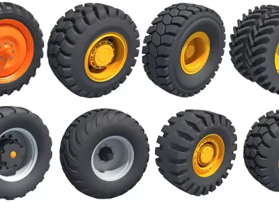 8 Tyres Collection two tractor 3D model