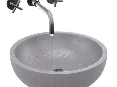 Gray architectural concrete Bowl sink 3D model