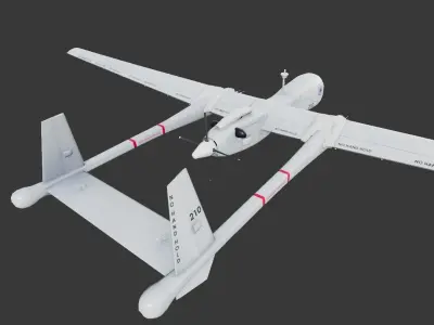 Heron TP UAV Low-poly Low-poly 3D model