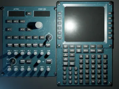 Airplane Radio panel and Flight Managment Computer low-poly Low-poly 3D model