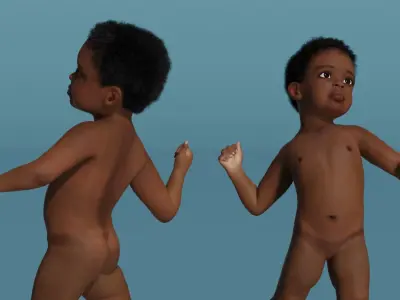 Little Dark Skin Boy Rigged 3D model