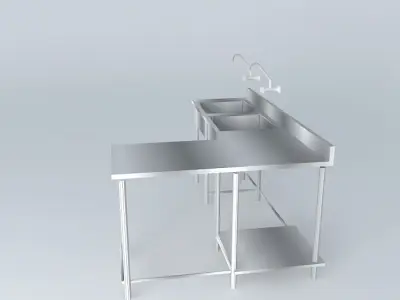 Kit224 Bancada Inox 2 Cubaspor Alex Marques Free 3D model