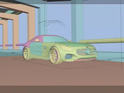 Car Animation Scenery Free 3D model