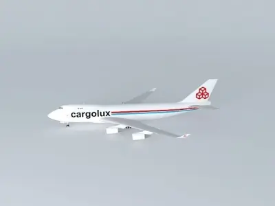 CargoLux Boeing 747-400F Loaded with FEDEX Trucks in Luxemburg  Free 3D model