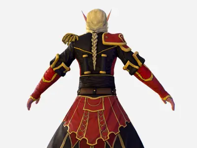 Man White Elf Leather Coat Cavalier Game Character Low-poly 3D model