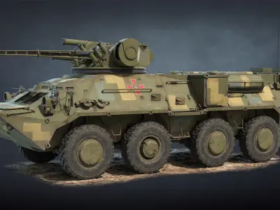 BTR-3 Ukrainian APC Game Ready Low-poly 3D model