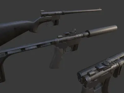 AR-7 Explorer Rifle 3 variants Low-poly 3D model