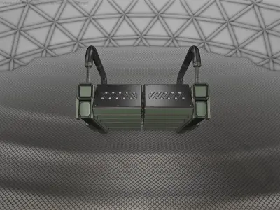 Sci-Fi Stairs - 6 - Green Version Low-poly 3D model