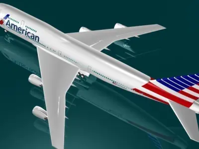 American Airlines New Logo 747 - 400 3D model