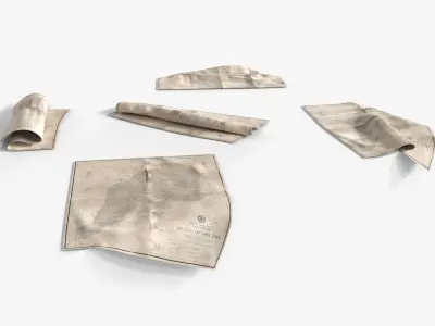 WWII US Historic Maps 01 Low-poly 3D model