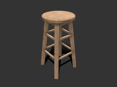 Wooden Stool Low-poly Free low-poly 3D model