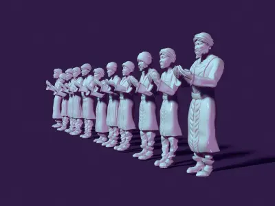 Nomads in prayer for the crowd 3D print model