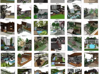 36 exquisite courtyard design sketch models 3D model