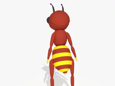 Red Cartoon Ant Low-poly 3D model