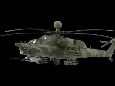 Mi-28N Green Low-poly 3D model