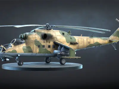 Mi-24 Helicopter Low-Poly Low-poly 3D model
