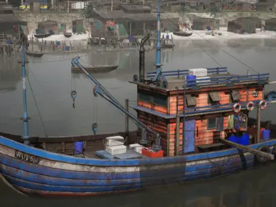 South East Asian style Fishing Boat Low-poly 3D model