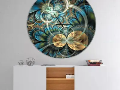 Symmetrical Fractal Flower Wall Clock Free 3D model