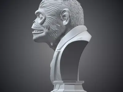 Chimpanzee Bust High Detail 3D Printable Animal Statue PM-340 3D print model