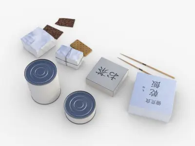 Japanese Combat Rations WWII Low-poly 3D model