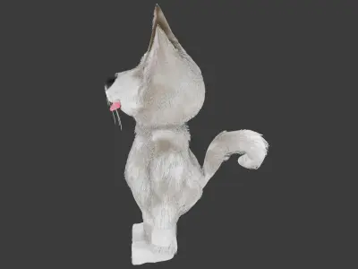 Low Poly Husky Dog 3D Model - Game Ready  Customizable Hair Mesh Low-poly 3D model