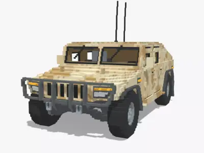 Voxel Military Humvee Low-poly 3D model