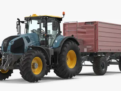 Tractor with Dump Trailer New 3D model