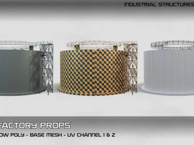 industrial structures Vol 01- 5 Factory Props (Low Poly - Base Mesh)