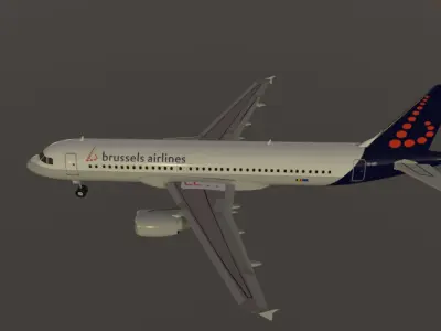 Brussels airlines airbus a320-214 low poly 3D model Low-poly 3D model