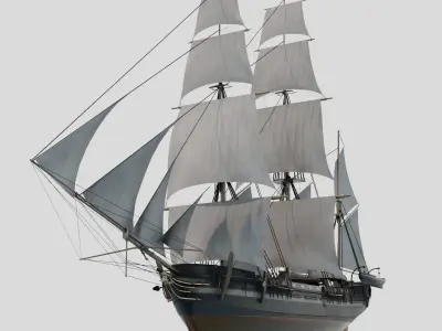 HMS Beagle 1831 - Charles Darwin Ship - LowPoly Low-poly 3D model