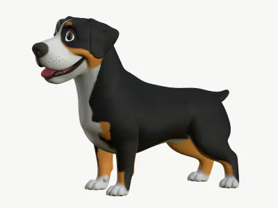 High-Quality Cartoon Appenzeller Dog 3D model