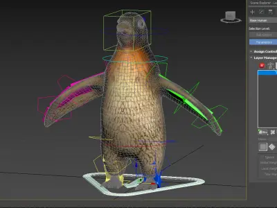 penguin rig  high-poly  textured 3D model