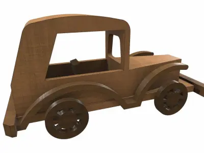 Wooden car toy retro 5 Free 3D model