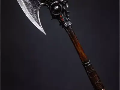 Skull Reaper Battle Axe Low-poly 3D model