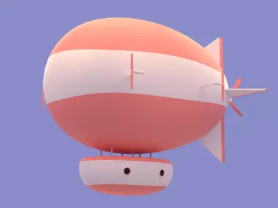 Cartoon  Airship Low-poly 3D model