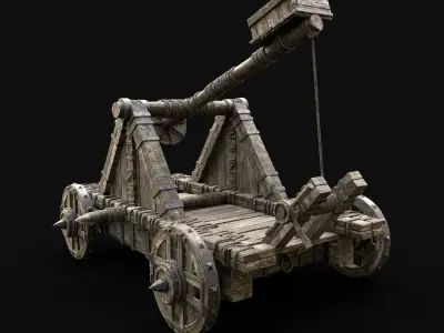 CATAPULT WAR MACHINE MEDIEVAL SIEGE ENGINE WAR BATTLE WEAPON Low-poly 3D model