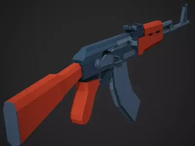 Stylized AK-47 Low Poly Mobile Ready Low-poly 3D model