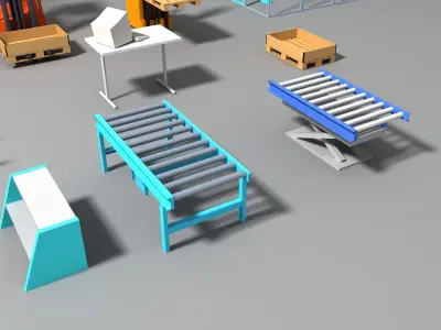 Conveyor stuff for warehouse Low-poly 3D model