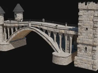 HUGE MONUMENTAL FANTASY CASTLE BRIDGE FORT FORTRESS COLLECTION Low-poly 3D model