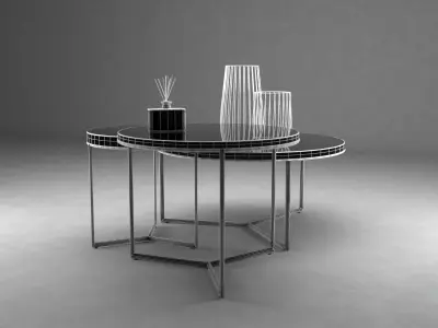 Salon table set  Free 3D model