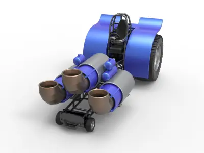 Pulling tractor with 3 jet engines Scale 1 to 25 3D print model