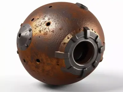 Rusty Iron Cannonball 3D Model 3D model